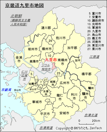 京畿道九里市地図