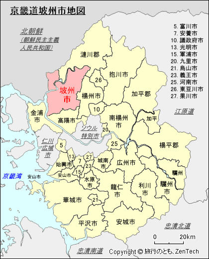 京畿道坡州市地図