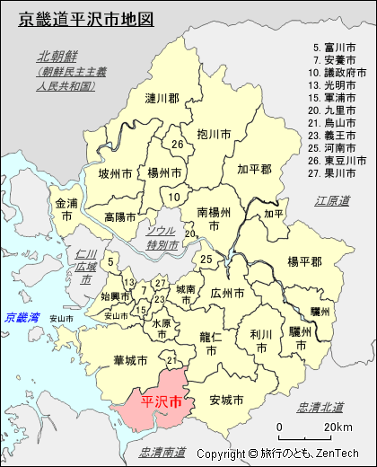 京畿道平沢市地図