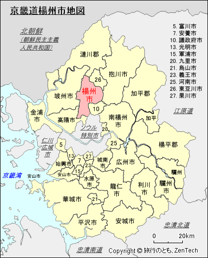 京畿道楊州市地図