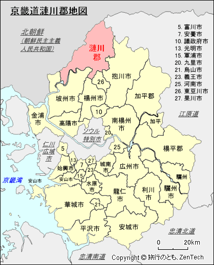 京畿道漣川郡地図