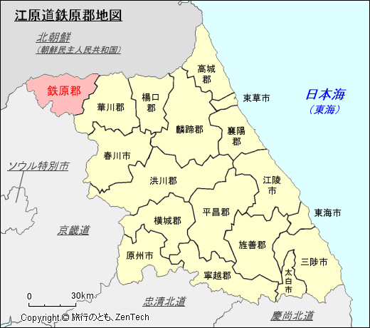 江原道鉄原郡地図