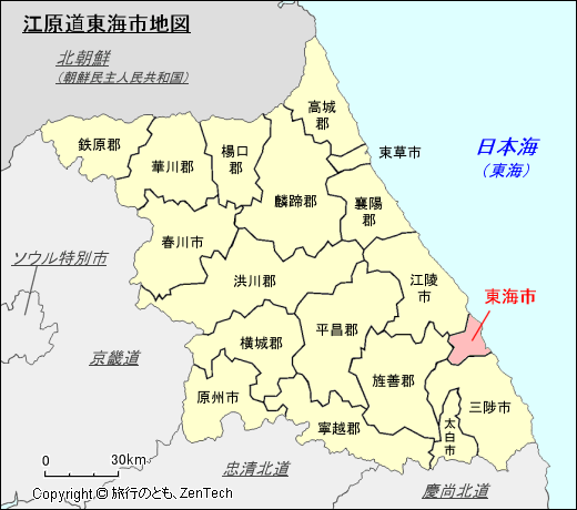江原道東海市地図