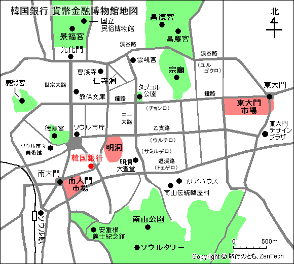 韓国銀行 貨幣金融博物館地図