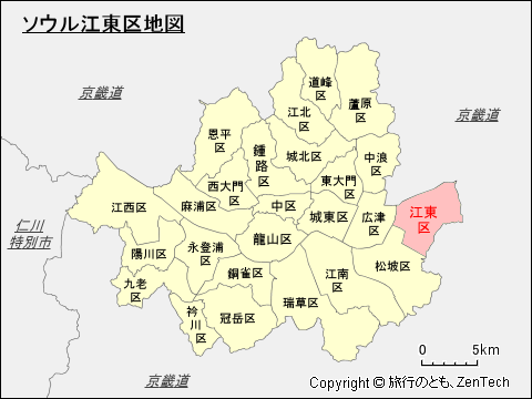 ソウル江東区地図