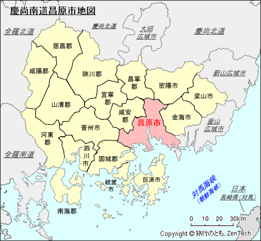 慶尚南道昌原市地図