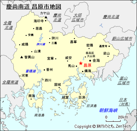 慶尚南道 昌原市地図