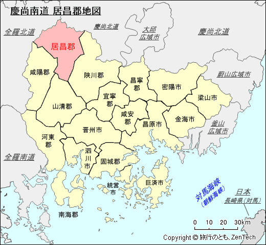 慶尚南道 居昌郡地図
