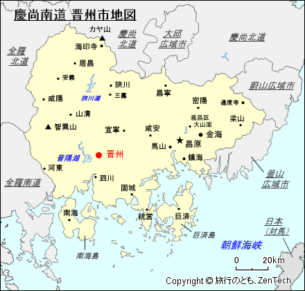 慶尚南道 晋州市地図
