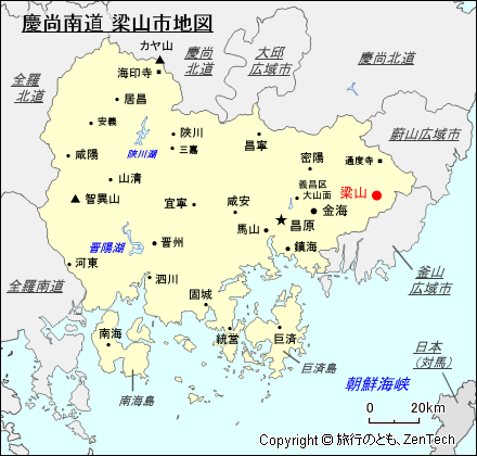 慶尚南道 梁山市地図