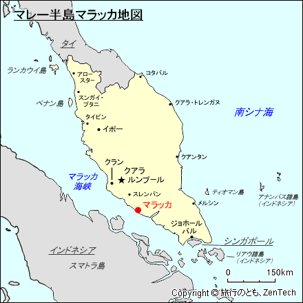 マレー半島マラッカ地図