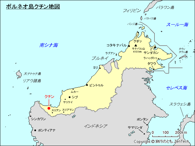 ボルネオ島クチン地図