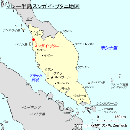 マレー半島スンガイ・プタニ地図