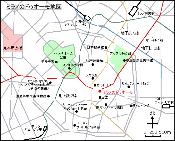 ミラノのドゥオーモ地図