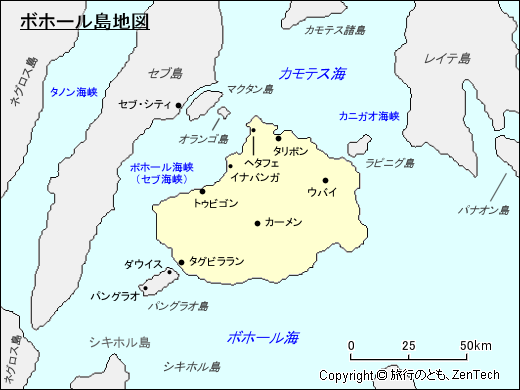 ボホール島地図