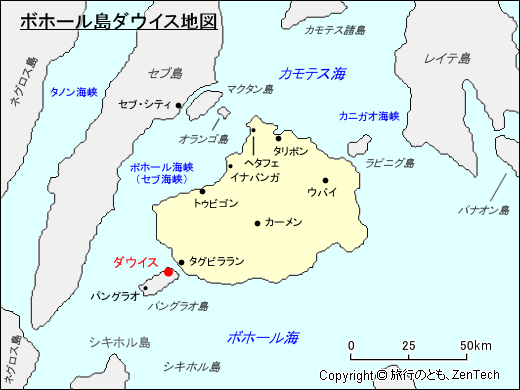 ボホール島ダウイス地図