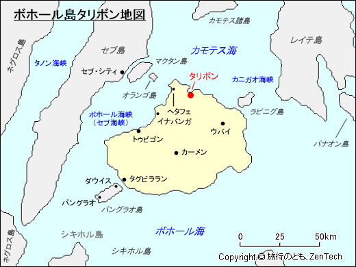 ボホール島タリボン地図