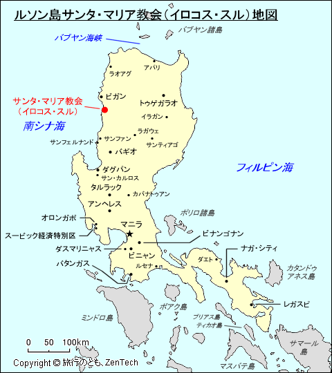 ルソン島サンタ・マリア教会（イロコス・スル）地図