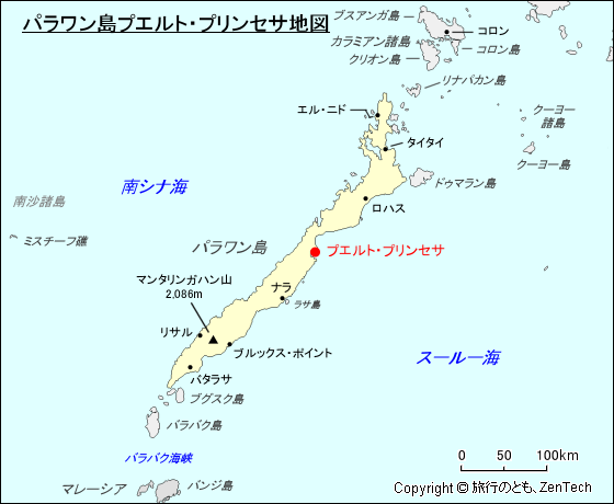 パラワン島プエルト・プリンセサ地図