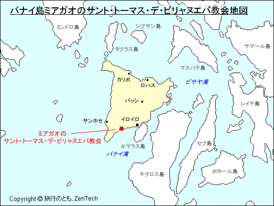 パナイ島ミアガオのサント・トーマス・デ・ビリャヌエバ教会地図