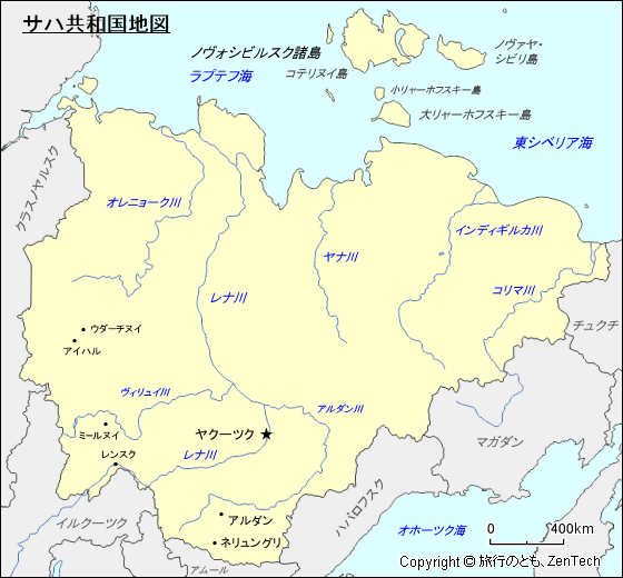 サハ共和国地図