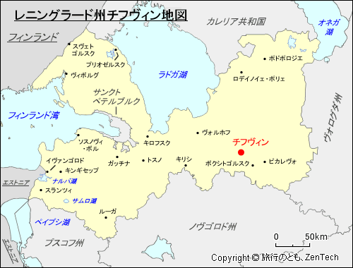 レニングラード州チフヴィン地図