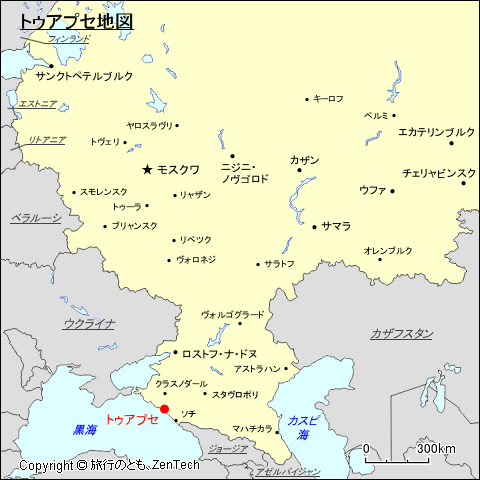 ヨーロッパ・ロシア地域トゥアプセ地図