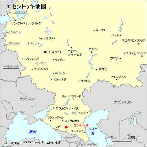 ヨーロッパ・ロシア地域エセントゥキ地図