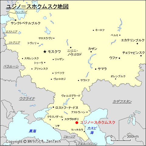 ヨーロッパ・ロシア地域ユジノ＝スホクムスク地図