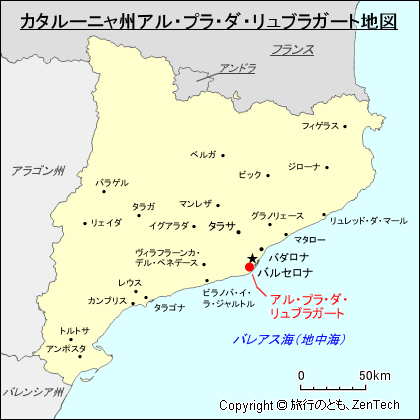 カタルーニャ州アル・プラ・ダ・リュブラガート地図