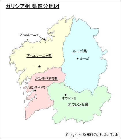 ガリシア州 県区分地図