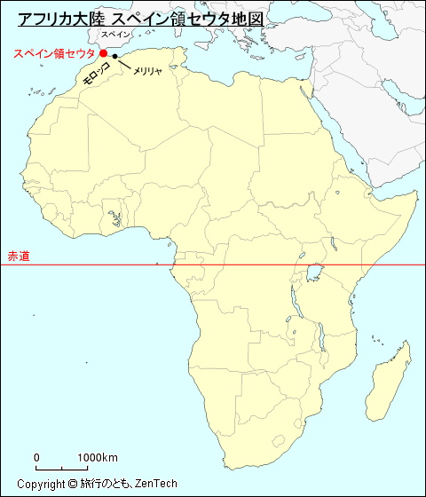 アフリカ大陸 スペイン領セウタ地図