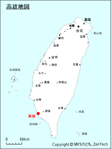 台湾における高雄地図