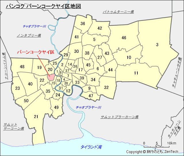 バンコク バーンコークヤイ区地図