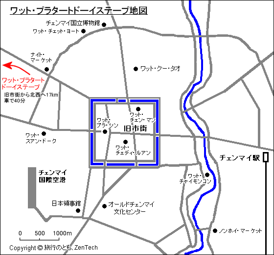 ワット・プラタートドーイステープ地図
