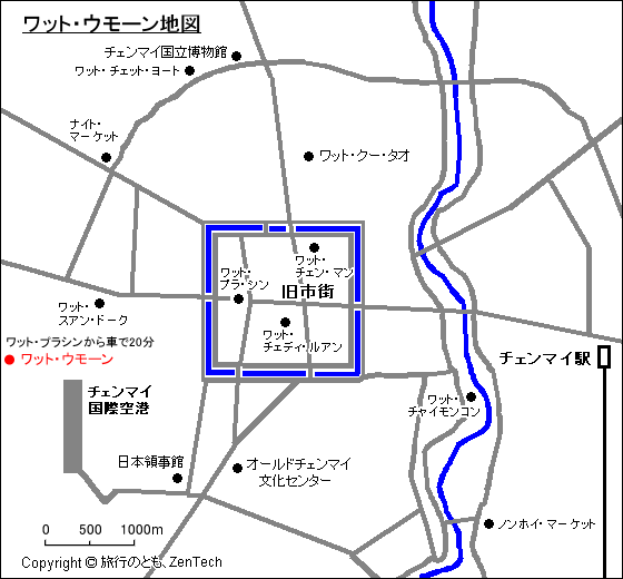 ワット・ウモーン地図
