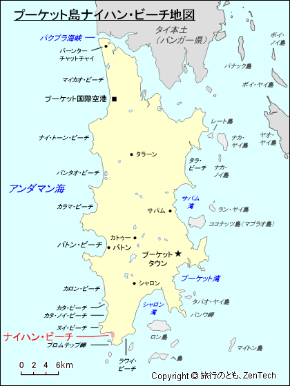 プーケット島ナイハン・ビーチ地図