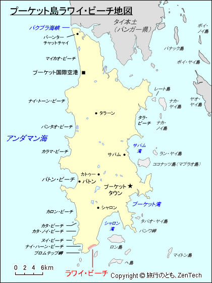 プーケット島ラワイ・ビーチ地図