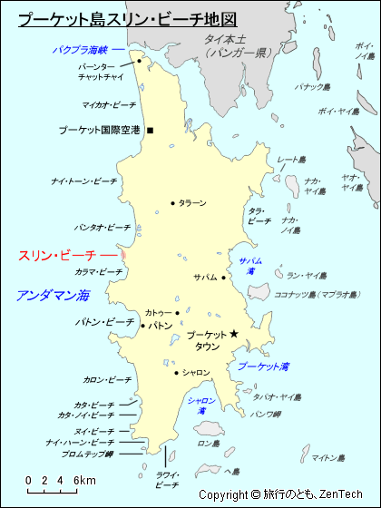 プーケット島スリン・ビーチ地図