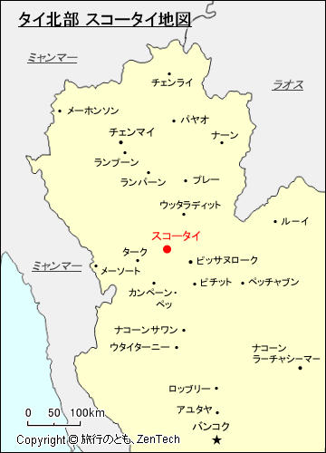 タイ北部 スコータイ地図