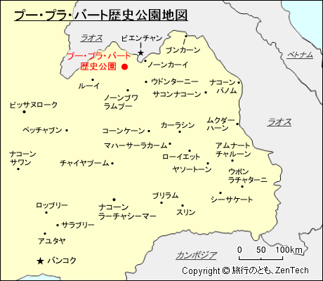 プー・プラ・バート歴史公園地図