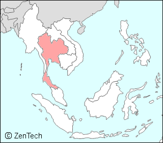 東南アジアにおけるタイ地図