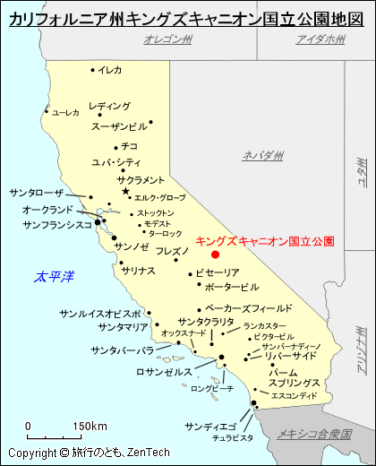 キングズキャニオン国立公園地図