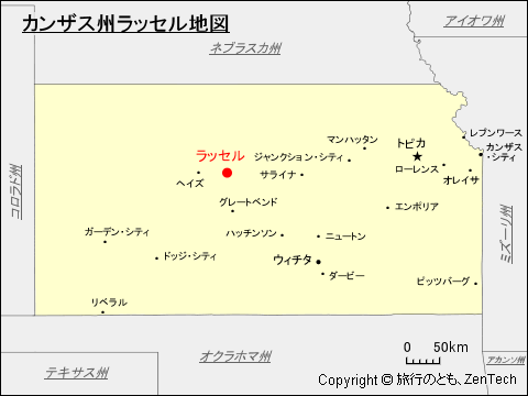 カンザス州ラッセル地図