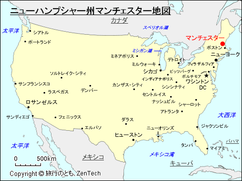 ニューハンプシャー州マンチェスター地図