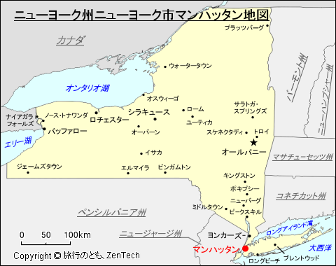 ニューヨーク州ニューヨーク市マンハッタン地図
