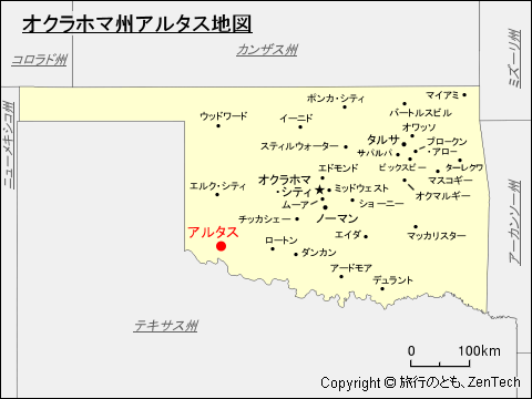 オクラホマ州アルタス地図