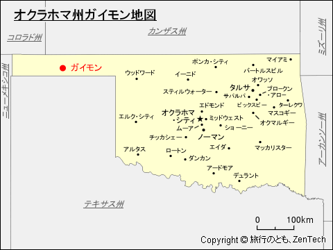 オクラホマ州ガイモン地図