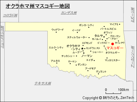 オクラホマ州マスコギー地図