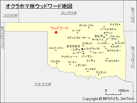 オクラホマ州ウッドワード地図